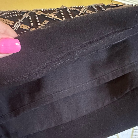 Club Monaco Kaitlin Black w/ Silver Hand Beaded Back Zip Up A Line Mini Skirt. - Picture 12 of 14